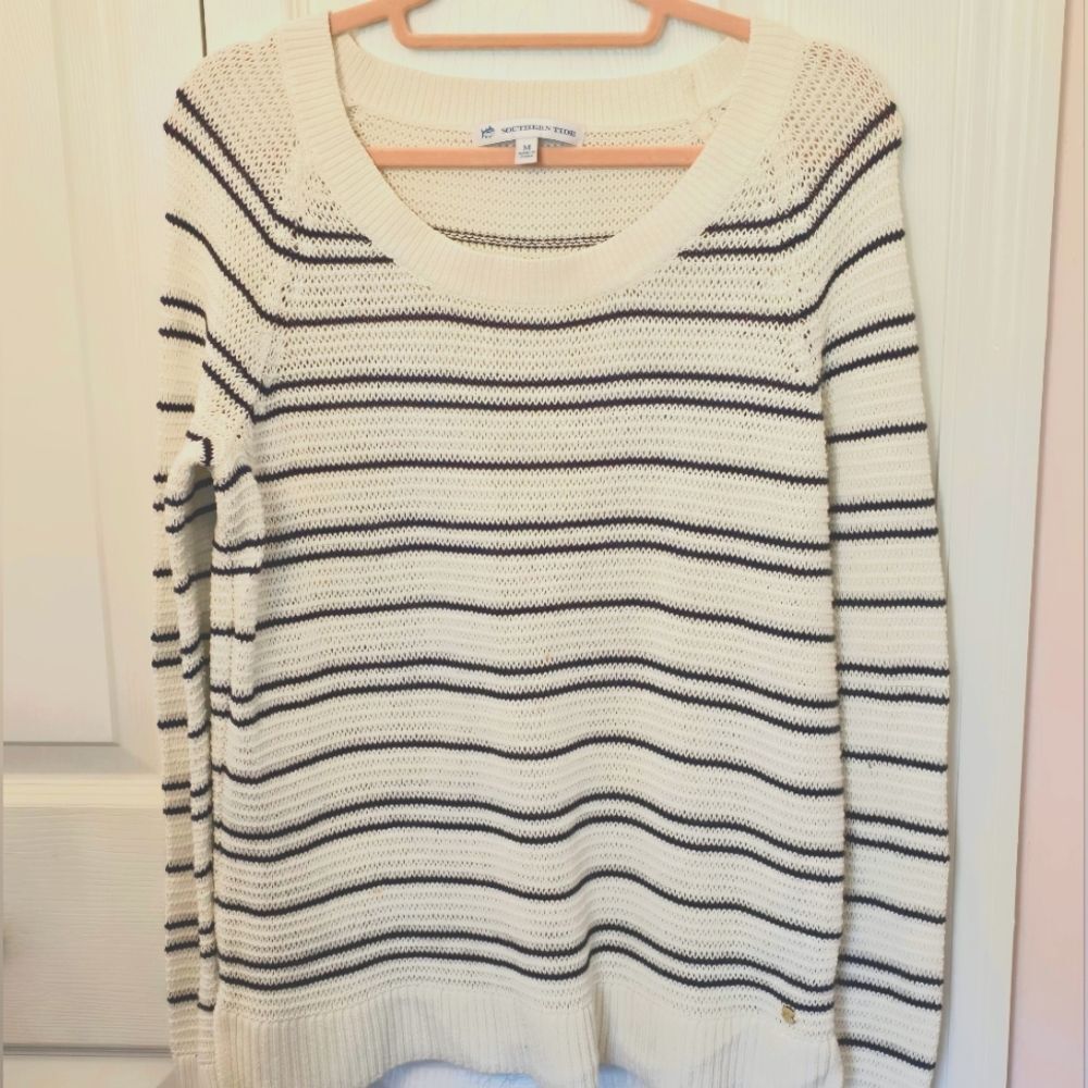 Southern Tide Navy Striped Sweater